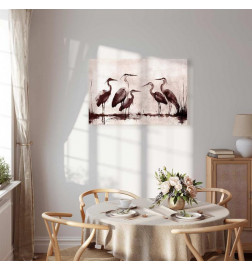 Canvas Print - Herons painted with ink
