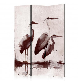 Paravent - Herons painted with ink