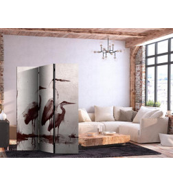 Paravento - Herons painted with ink