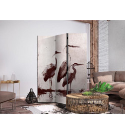 Vouwscherm - Herons painted with ink