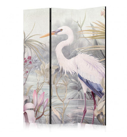 Sermi - Heron wading in a pond – illustration in bright colours