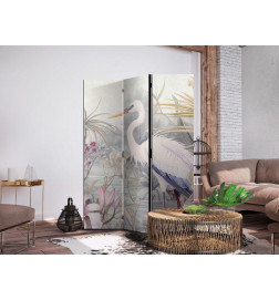 Room Divider - Heron wading in a pond – illustration in bright colours