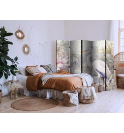 Room Divider - Heron wading in a pond - illustration in bright colours