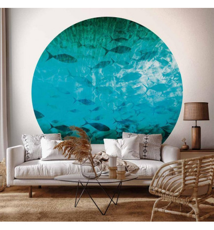 Round Wall Mural - A shoal of dark fish
