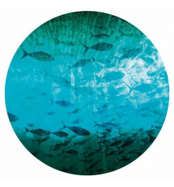 Ronde fotobehang - A shoal of dark fish