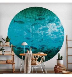 Round Wall Mural - A shoal of dark fish