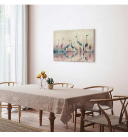 Glezna - Birds by the lake - herons painted in watercolour in delicate grey and pink colours