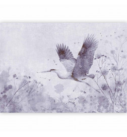 Fotobehang - Majestic flight - a crane in flight in monochrome