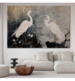XXL-kuva - Herons and cherry blossoms - oriental-style illustration depicting birds