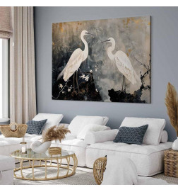 XXL-pilt - Herons and cherry blossoms - oriental-style illustration depicting birds