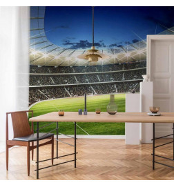 Wall Mural - Football pitch - illuminated stadium with crowded stands