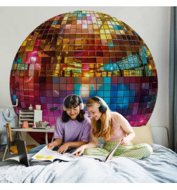 Apaļā fototapete - Gold disco ball