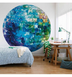 Ronde fotobehang - Turquoise disco ball