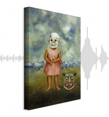 Leinwandbild - Frida Kahlo – Girl with Death Mask (She Plays Alone)