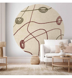 Ronde fotobehang - Lines and shapes – bead labyrinth on a pale washed background