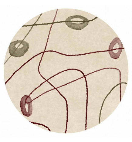 Ronde fotobehang - Lines and shapes – bead labyrinth on a pale washed background