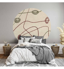 Papier Peint rond - Lines and shapes – bead labyrinth on a pale washed background