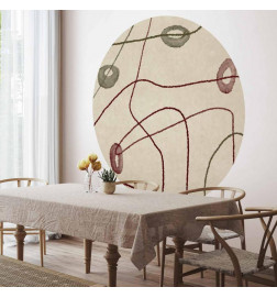 Fotomural redondo - Lines and shapes – bead labyrinth on a pale washed background