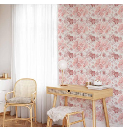 Wallpaper - Pink flowers on white background