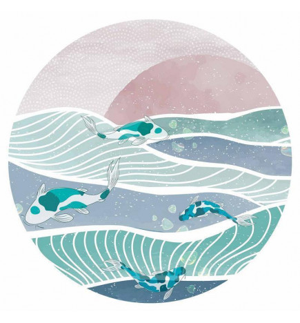 Fototapet rotund - Fish on the waves