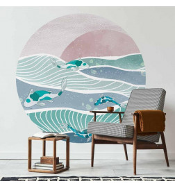 Apvalus fototapetas - Fish on the waves