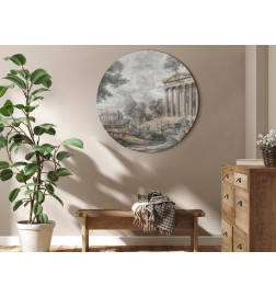 Quadro rotondo - Temple on a hill - Greek architecture in subdued colours