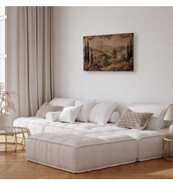 Tableau - Mediterranean landscape - old tapestry with a hill and a lake