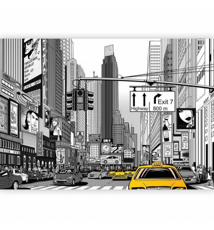 Fototapeta - Comic book city - New York street in pop art style
