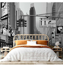 Wall Mural - Comic book city - New York street in pop art style
