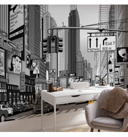 Foto tapete - Comic book city - New York street in pop art style