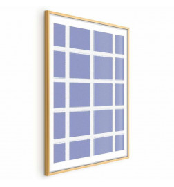Plakāts - White Lines - a grid with large gaps on a blue background