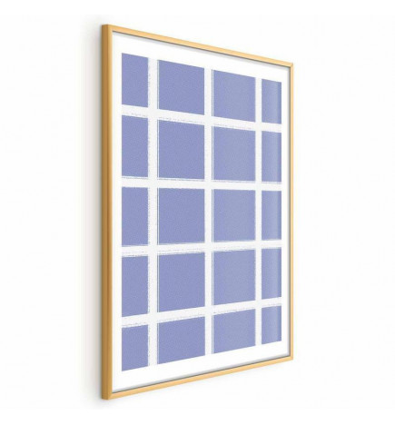 Poster - White Lines - a grid with large gaps on a blue background