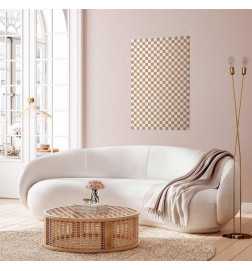 Plakat - Geometry and Browns - a chessboard pattern in neutral shades