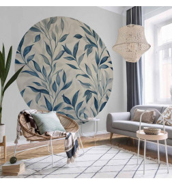 Mural de parede redondo - Delicate botanical motif with blue leaves