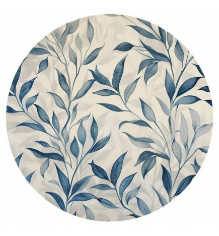 Runde Fototapete - Delicate botanical motif with blue leaves
