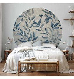 Mural de parede redondo - Delicate botanical motif with blue leaves
