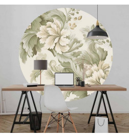Round Wall Mural - Vintage flowers in bright colours