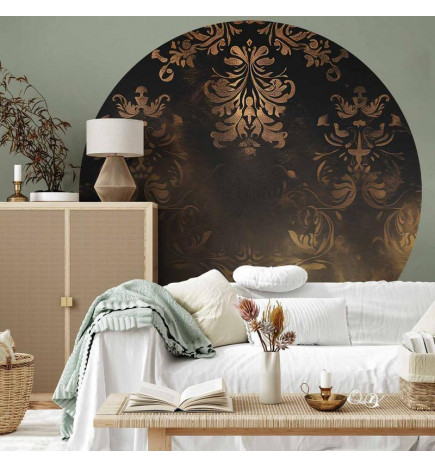Pyöreä seinämaalaus - Dark baroque patterns with gold accents