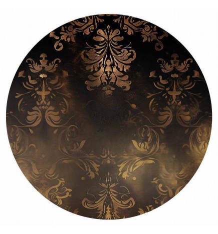 Pyöreä seinämaalaus - Dark baroque patterns with gold accents