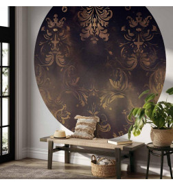 Round Wall Mural - Dark baroque patterns with gold accents