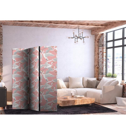 Aizslietnis - Pastel birds - a delicate pattern of white and grey herons on a light pink background