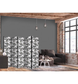 Paravent - Pastel birds - a delicate pattern of white and grey herons on a light pink background