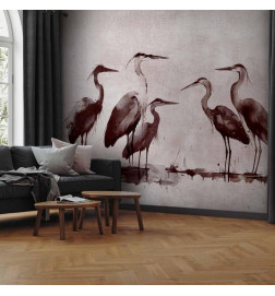 Mural de parede - Herons painted with ink