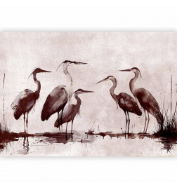 Wall Mural - Herons painted with ink