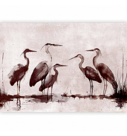 Fototapete - Herons painted with ink