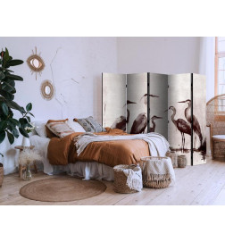 Room Divider - Herons painted with ink