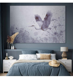 Cuadro XXL - Majestic flight - a crane in flight in monochrome