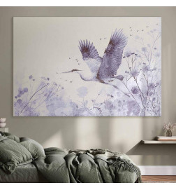 Quadro XXL - Majestic flight - a crane in flight in monochrome