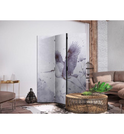 Paravento - Majestic flight - a crane in flight in monochrome, cool colours