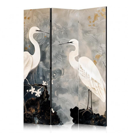 Sirm - Herons and cherry blossoms - oriental-style illustration depicting birds